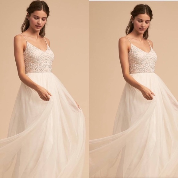 BHLDN Dresses & Skirts - NWT Adrianna Papell x BHLDN Violetta Wedding Dress Gown Beaded Tulle 2